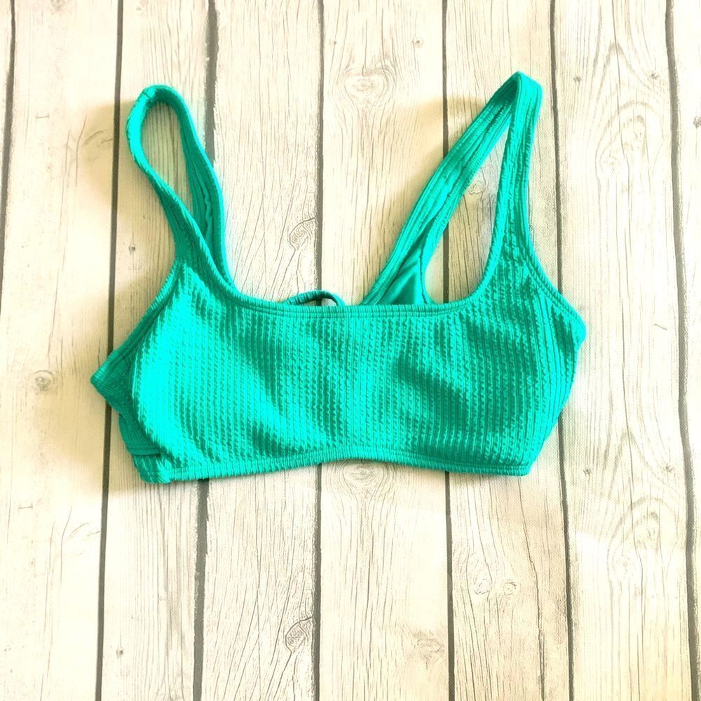 Xhilaration bright green swimsuit top-large